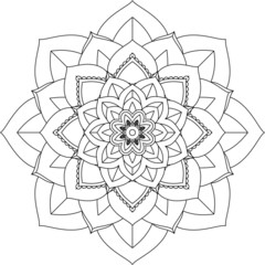 Easy Mandala coloring book simple and basic for beginners, seniors and children. Set of Mehndi flower pattern for Henna drawing and tattoo. Decoration in ethnic oriental, Indian style.