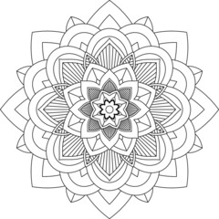 Easy Mandala coloring book simple and basic for beginners, seniors and children. Set of Mehndi flower pattern for Henna drawing and tattoo. Decoration in ethnic oriental, Indian style.