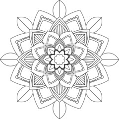 Easy Mandala coloring book simple and basic for beginners, seniors and children. Set of Mehndi flower pattern for Henna drawing and tattoo. Decoration in ethnic oriental, Indian style.