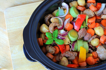 Colourful Mixed Vegetables In A Beef Casserole