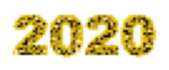 Pixel New Year Numbers 2020 Isolated on White Background
