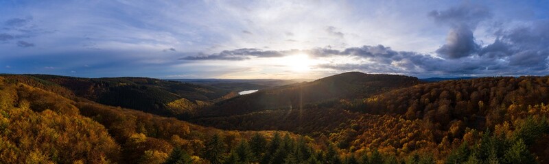 the rothaargebirge mountains in germany in autumn as a high definition panorama