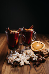 Christmas still life with mulled wine and sweets