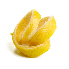 lemon peel twisted isolated on white background
