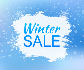 Winter sale, great design for any purposes. Layout template. Sale, discount, price tag, special offer concept. Vector stock illustration.