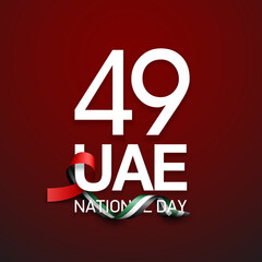 49 UAE National day banner with UAE flag. Holiday card for 2 december, 49 National day United Arab Emirates Spirit of the union. Design Anniversary Celebration Card for Dubai and Abu Dhabi