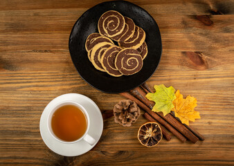 Spice Cinnamon Cookie with Chocolate and Nuts Filling