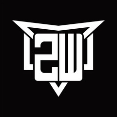 ZW Logo monogram with triangle sharp and half square rounded design template