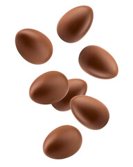 Falling Chocolate egg isolated on white background, clipping path, full depth of field