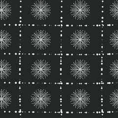 Vector seamless patern. Christmas and New Year background. Snowflakes and falling snow flakes.