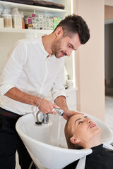 Woman enjoying head massage