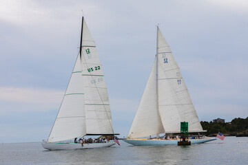 Obraz premium Sailing on Narragansett Bay in racing yachts