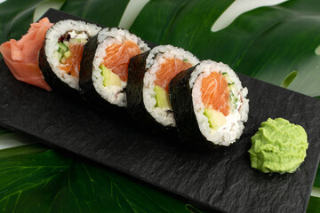 Futomaki Philadelphia Sushi Rolls Top View Isolated