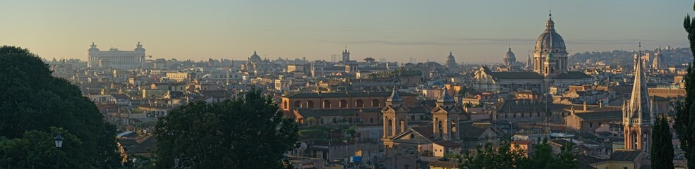 Panoramic view of Rome at sunrise

