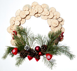 Christmas wreath on white background