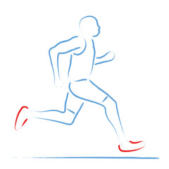 Fototapeta na wymiar Stylized vector illustration with athlete in a speed race