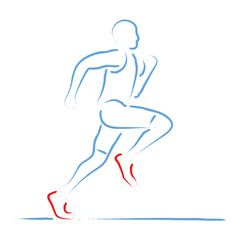 Stylized vector illustration with athlete in a speed race
