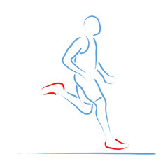 Stylized vector illustration with athlete in a speed race