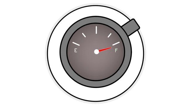 a cup of coffee. refueling with energy. full tank. 4K video illustration.