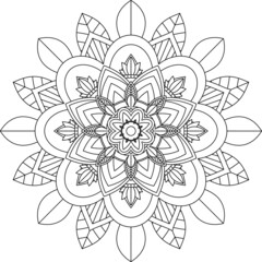 Easy Mandala coloring book simple and basic for beginners, seniors and children. Set of Mehndi flower pattern for Henna drawing and tattoo. Decoration in ethnic oriental, Indian style.