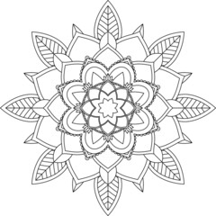 Easy Mandala coloring book simple and basic for beginners, seniors and children. Set of Mehndi flower pattern for Henna drawing and tattoo. Decoration in ethnic oriental, Indian style.