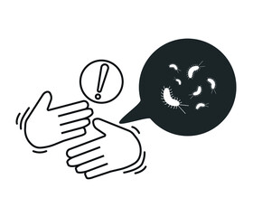 Germs dirty hand. Banner about hygiene.
