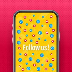 Button Follow us on white background. Vector illustration