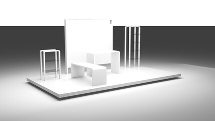 Empty exhibition booth, copy space illustration, original design 3d rendering