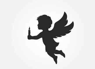 Fototapeta premium angel with a candle. christmas symbol. vector silhouette image