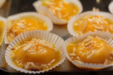 Delicious portuguese sweet pastry with egg custard