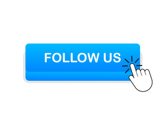 Follow us. Hand click icon. Finger click icon. Vector stock illustration.