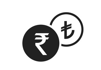 indian rupee to turkish lira currency exchange icon. money and banking transfer symbol