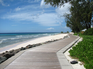 Beautiful boardwalk in Rockley Beach, Bridgetown, Barbados.                               