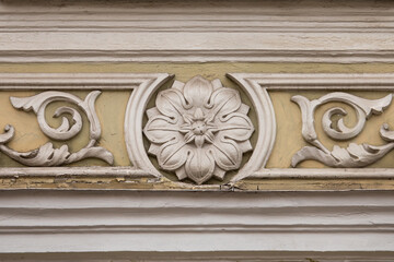 Floral stucco moulding rosette on the wall