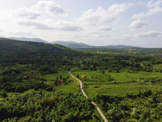 Beautiful green forests and mountains of Lika, region in Croatia with vast woods and amazing nature
