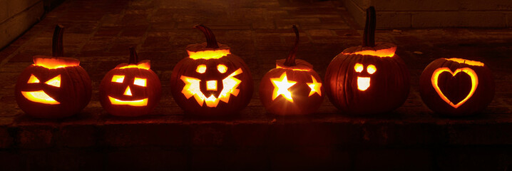 Variety of Jack O Lanterns with Artistic Twist Glowing in the Dark