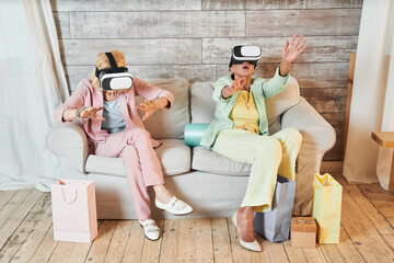 Ladies using virtual reality headset
