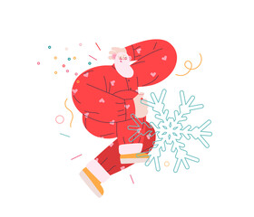 Dancing Santa - Christmas and New Year party - modern flat vector concept illustration of cheerful Santa Claus dancing wearing pajamas