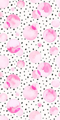 Watercolor bubbles seamless pattern. Abstract background with circles and small random dots.