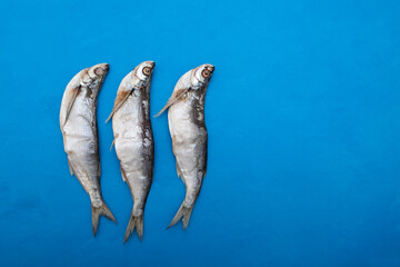 Sabrefish (Pelecus cultratus). Salty dry fish - popular beer appetizer in Russia. Silver fish on...