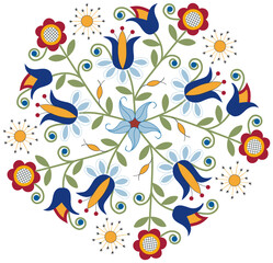 Kashubian Flower folk art design Polish Poland pattern colorful Kaszuby floral