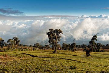 Costa Rica landscapes - beautiful nature - View from Irazu Volcano to the crater and landscape view...