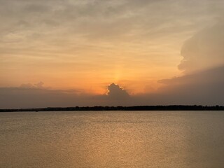 sunset over the river
