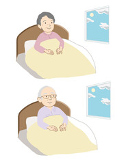 ベッドに座る高齢者　昼の窓(線無し)