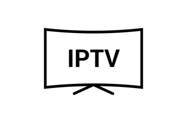 Obraz premium IPTV vector line icon. IP TV video channel box concept icon.