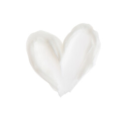 Cream sample on white background, top view. Cosmetic product