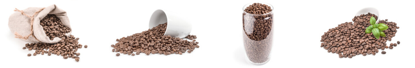Collage of coffee isolated on a white background with clipping path