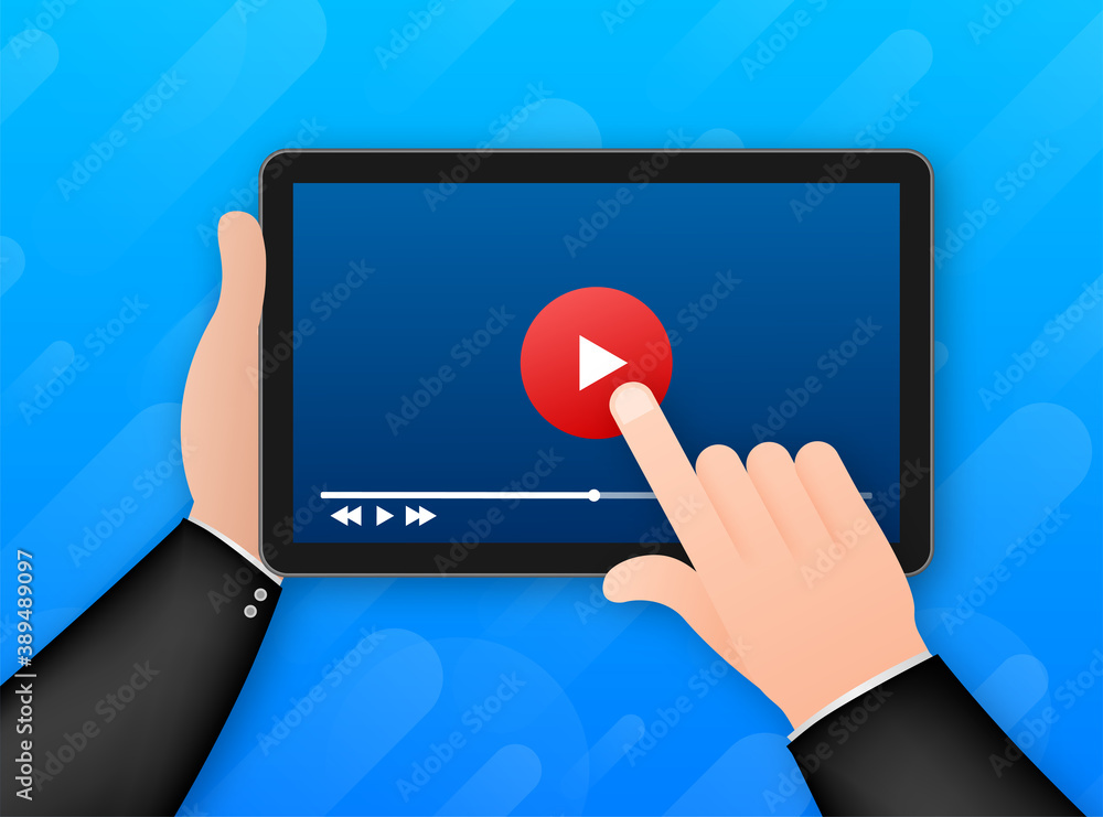 Poster template video frame. template media player. mobile app interface. vector stock illustration.