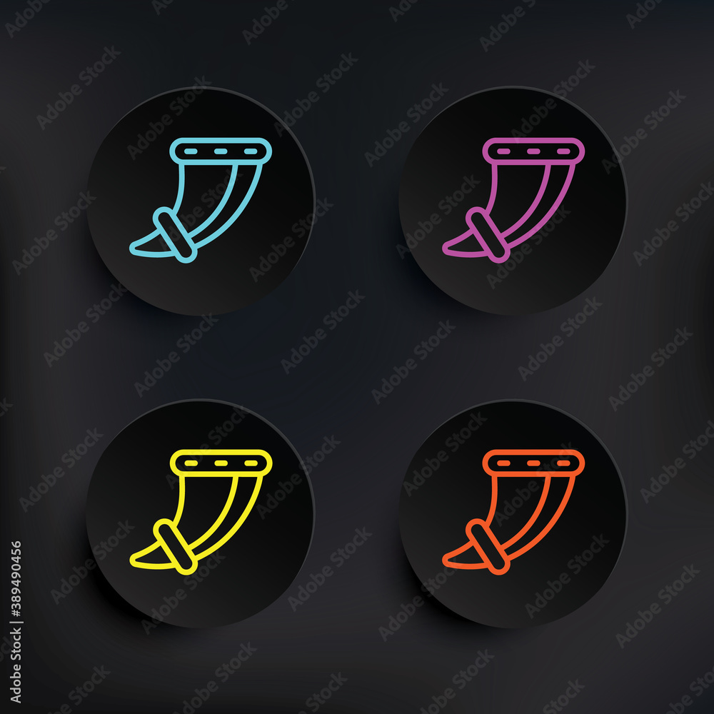 Aufkleber horm dark badge color set icon. simple thin line, outline vector of mythology icons for ui and ux, w