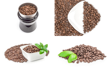 Collage of coffee on a isolated white background